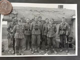 Ww2 German Army / Wehrmacht Photo Soldiers In Field Uniform Helmet.