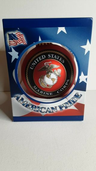 American Pride United States Marine Corps Glass Christmas Ornament Red