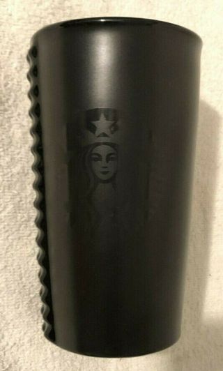Starbucks Matte Black Studded Ceramic Double Wall 2015 Travel Mug
