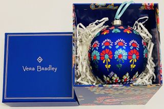 Vera Bradley 2018 Glass Ball Christmas Holiday Ornament,  Romantic Paisley W/ Box