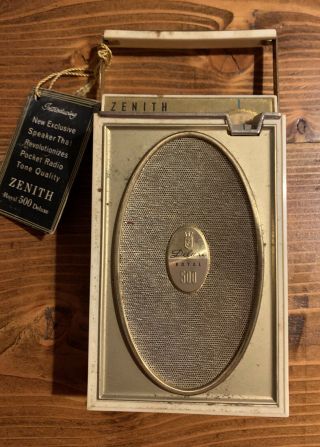 Vintage Zenith Pocket Radio W Tag - Royal 500 Deluxe 8 Transistors