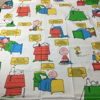 Vintage 1971 Snoopy Charlie Brown Peanuts " Happiness Is " Standard Sheet