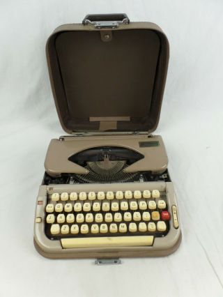 Scheidegger Princess - Matic Portable Typewriter Brown With Carry Case/cover.