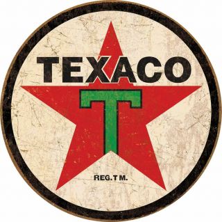 Texaco 1936 Round Tin Metal Sign,  11.  75 " Diameter