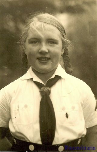 Port.  Photo: Rare Close Up Pic Female German Uniformed Bdm Girl W/ Pigtails
