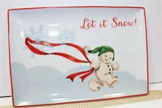 Rosanna Vintage Retro Style Holiday Christmas Let It Snow Snowman Tray