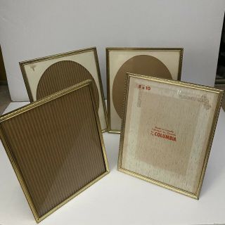 Vintage Antique Simple Brass/gold Metal 8x10 Picture Frames (set Of 4)