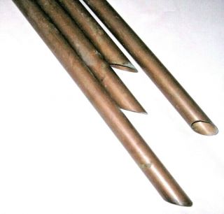 4 Vintage Solid Copper Long Tubes Wind Chime Parts