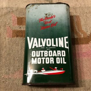 1950s Hard To Find Canadian 1 Imperial Quart Valvoline Outboard Motor Oil Can