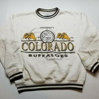 Vtg University Of Colorado Sweatshirt Mens M Buffalos Gray Diport Usa 90s T53
