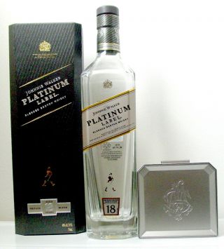 Empty Johnnie Walker Platinum Label 18 Yrs Old Gift Box & Bottle - Collectible