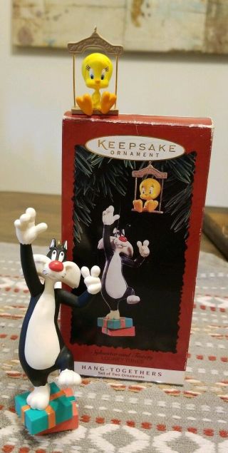 Hallmark 1995 Looney Tunes Sylvester & Tweety Set Of 2 Christmas Ornament