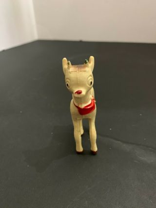 Vintage Rudolph The Red Nosed Reindeer Hard Plastic Christmas Tree Ornament