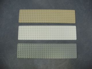 3 - Vintage Lego Thin Base Plates 8 X 32 (light Grey,  Light Tan,  & White)