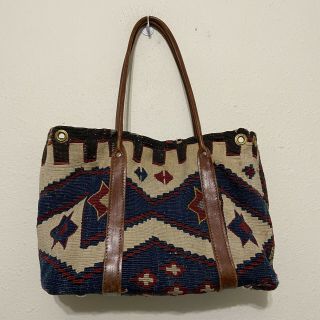 Vintage Aztec Tapestry Purse Shoulder Bag Carpet Boho Festival 70s