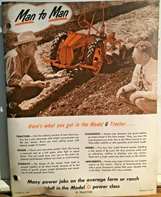 Allis Chalmers Model G Tractor Sales Brochure Rare