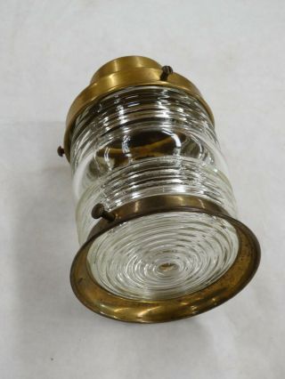 Vintage Brass & Glass Hanging Pendant Light Fixture Without Wiring 3