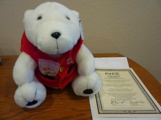 Coca - Cola Plush Polar Bear Special Edition W/vest And Pocket Watch Hsn Exclusive