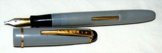 Vintage Osmiroid 65 Fountain Pen,  Osmiroid 65 Broad Nib,  Light Grey,  Gold Trim.