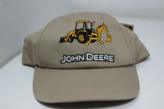 Vintage John Deere Backhoe Snapback Hat,  K Products,  Tan