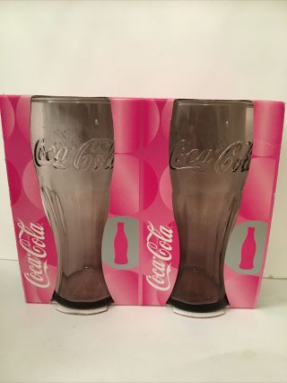 ⭐️ 2 Vintage Coca Cola Coke Can Glasses Mcdonald’s 2006 Pink Boxed Paired ⭐️