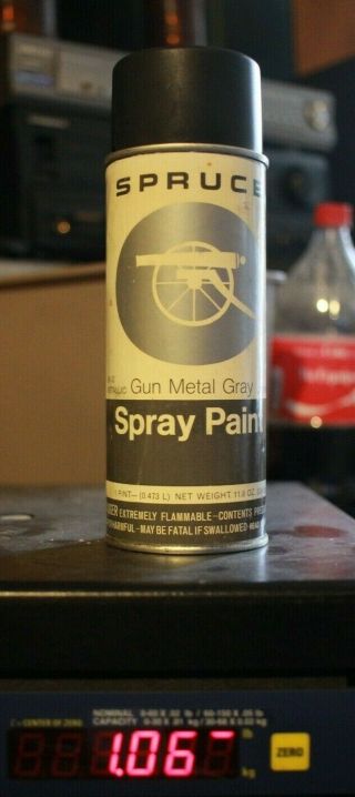 Vintage Seymour Spruce Gun Metal Gray Spray Paint Coating Can Krylon Paper Label