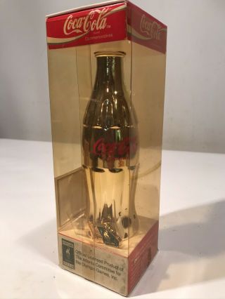 1996 Atlanta Olympics Skyline Limited Edition Gold 8oz Coca Cola Bottle & Pin