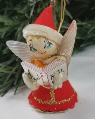 Vintage Felt,  Pipe Cleaner & Cardboard Choir Angel Figurine Ornament - Japan