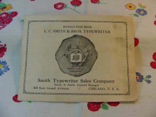 Instruction Book L C Smith & Bro Typewriter Sales Company Chicago