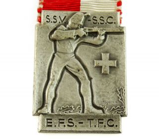1954 Vintage Shooting Medal Ribbon Award SSV SSC EFS TFC Switzerland Huguenin 2
