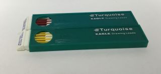 Vintage BEROL Turquoise Eagle Drawing Leads Yellow & Carmine Red 2