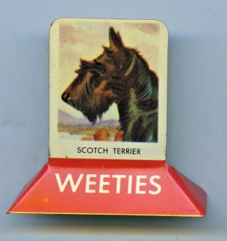 1957 Tin Plate Picture Weeties Aust Scotch Terrier Dog Cereal Toy Good Cond L330
