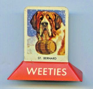 1957 Tin Plate Picture Weeties Aust St Bernard Dog Cereal Toy Good Cond.  L329