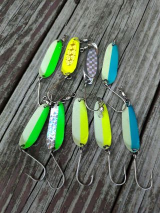 Andy Reekers Style Fishing Lure Spoons 9pc Salmon Trout Steelhead 3 Size