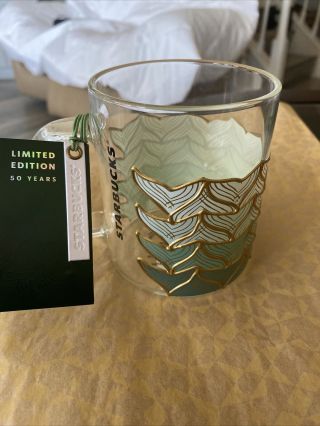 Starbucks Limited Edition 50 Years Anniversary Glass Mug 12oz Sirens Tail