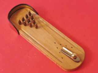 Vintage Solid Brass And Wood Desk Top Bowling Game - Mini Bowling Alley