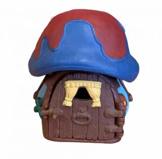 Smurfs Blue Red Mushroom House Vintage 1978 Smurf Playset Cottage Toy Peyo