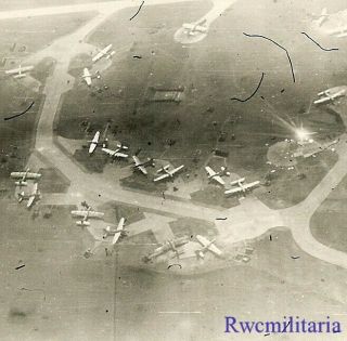 Org.  Photo: Us Aerial View Of Planes Captured Luftwaffe Airfield