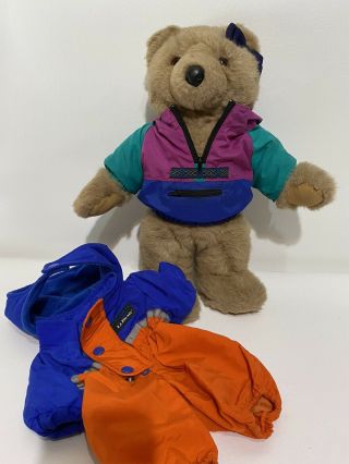 Ll Bean Ellie Bear Plush Stuffed Teddy Vintage 14” Windbreaker Coat & Snowsuit