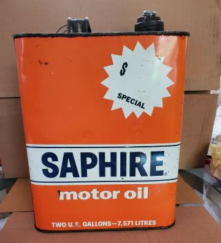Vintage Gulf Saphire Supreme 2 Gallon Motor Oil Can With Cap Color
