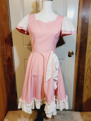 Vintage Pink And White Dance Western Swing Dress - Petite