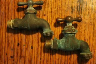 2 Vintage Outside Hose Water Faucet Spigot Repurpose Steampunk