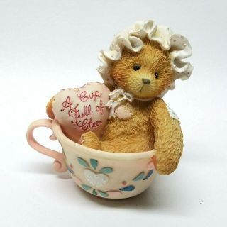 Cherished Teddies,  Marilyn,  135682,  Bear With Pink Teacup Figurine,  1994