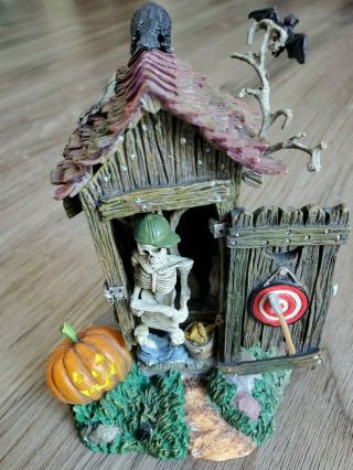 Dept 56 Halloween Haunted Outhouse Funny Skeleton Village Decoration