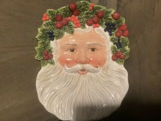 Department 56 Ceramic Santa Cookie Plate Peggy Toole 2001 Size 10.  5 X 8.  5 "
