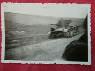 Wwii German Photo Combat Soldiers Passing Abandoned Russian Bt - 5