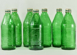 7 - Up The Uncola Glass Bottles Us Bicentennial 1976 - Vintage Set Of 7 Patriotic
