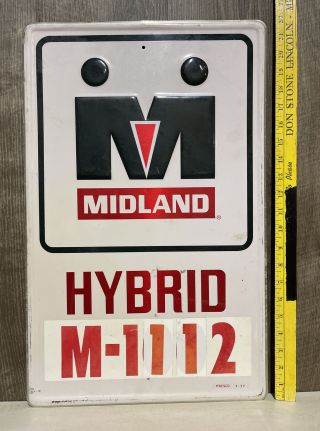Midland Hybrid Metal Embossed Sign Seed Feed Farm Agriculture Gas Oil