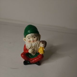 Vintage Homco 5205 Elves Elf Dwarf Gnome Figurine Christmas Holding Doll
