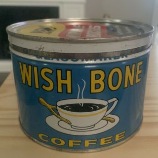 Vintage Wish Bone Coffee 1 Pound Can With Lid